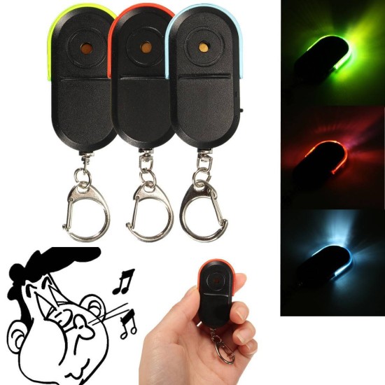 Wireless Anti-Lost Alarm Key Finder Locator Key Chain Whistle Sound LED Light 53*29*11mm red