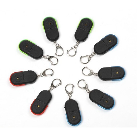 Wireless Anti-Lost Alarm Key Finder Locator Key Chain Whistle Sound LED Light 53*29*11mm red