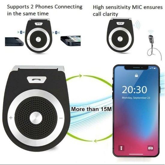 Wireless Bluetooth Car Kit  Speaker Speakerphone Hands-free Car Kit Support Bluetooth 4.1 Car Bluetooth Kit Hands Free Calls white