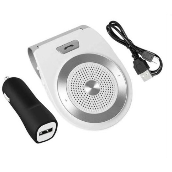 Wireless Bluetooth Car Kit  Speaker Speakerphone Hands-free Car Kit Support Bluetooth 4.1 Car Bluetooth Kit Hands Free Calls white