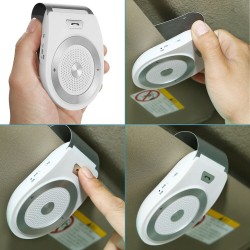 Wireless Car Speakerphone Kit Sun Visor Bluetooth Hands-free Speaker Phone HD Stereo Audio Black