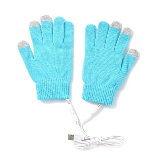 1 Pair USB Heated Gloves Electric Heating Warming Touch-screen Gloves Windproof Blue