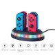 4-in-1 Controller Charger Station Fast Charging Dock Stand with LED Light for Nintendo Switch Joy-con black