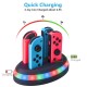 4-in-1 Controller Charger Station Fast Charging Dock Stand with LED Light for Nintendo Switch Joy-con black