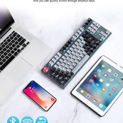 87-key Bluetooth Keyboard Three-mode Mechanical Keyboard for Tablet Phone Computer dark grey