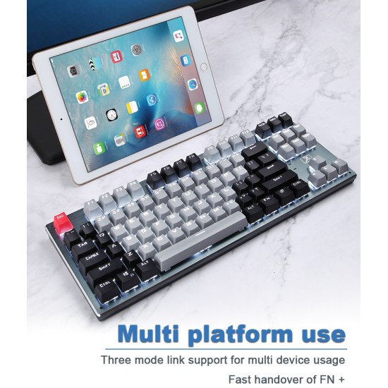 87-key Bluetooth Keyboard Three-mode Mechanical Keyboard for Tablet Phone Computer dark grey