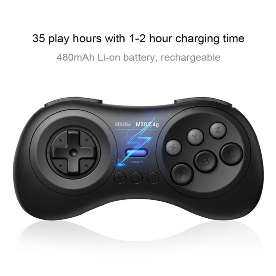 8bitdo M30 2.4g Wireless Gamepad for Sega Genesis Mini Mega Drive Mini Sega Genesis Black