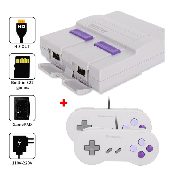 For HDMI TV Video Game Console Built-in 821 Games Dual Handheld Retro Wired Controller PAL&NTSC EU plug