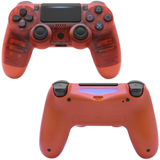 For PS4/Slim Controller Bluetooth 4.0 Mobile Gamepad with Light Bar Transparent red