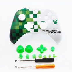 Front Top Up Shell Case Housing Face Plate for Xbox One S Controller Game Cover  Green world