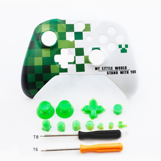 Front Top Up Shell Case Housing Face Plate for Xbox One S Controller Game Cover  Green world