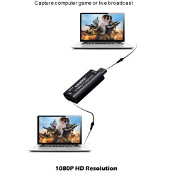 HDMI Video Capture Card for OBS Live Stream Broadcast Case Automatically Adjust Settings  black