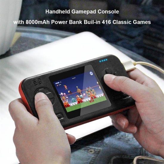 Integrated 416 Games Handheld Game Console Portable Fast Charging Power Bank Game Console Black Orange