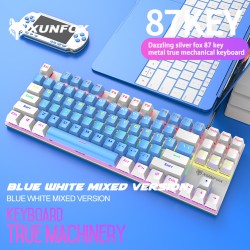 K80 Wired Mechanical  Keyboard Cyan Axis Ergonomic Design Metal Panel Luminous Desktop Computer Notebook 87-key Game Keyboard Blue white