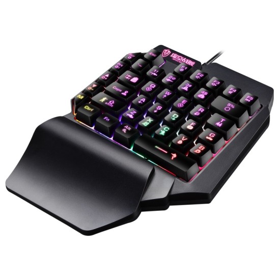 Mini Gaming Keyboard Mobile Tablet One-handed Wired Game Keypad for LOL PUBG CF Game Colorful Backlight Keyboard Gamer black