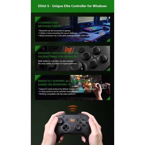 Mojang C2 Wireless Bluetooth 3-mode Gamepad Supports Wired 2.4g Game Controller For Android Switch Pc Ps4 Black