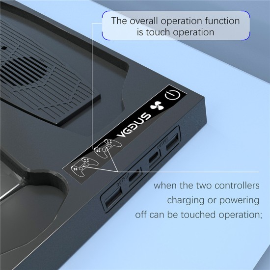 Multi-function Vertical Stand With Charging Station Cooling Fan Gamepad  Heat  Dissipation  Charger Compatible For Ps5 Console Gaming Accessory black