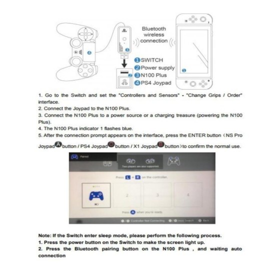 N100PLUS NS Wireless Converter for PS4 Switch Xbox One Adapter