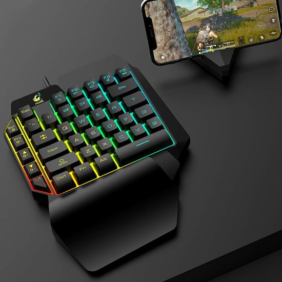 One-Handed Keyboard Left-Hand Gaming Keyboard 39-Key Full Key USB Interface Support for Backlight  Eat chicken key hat version