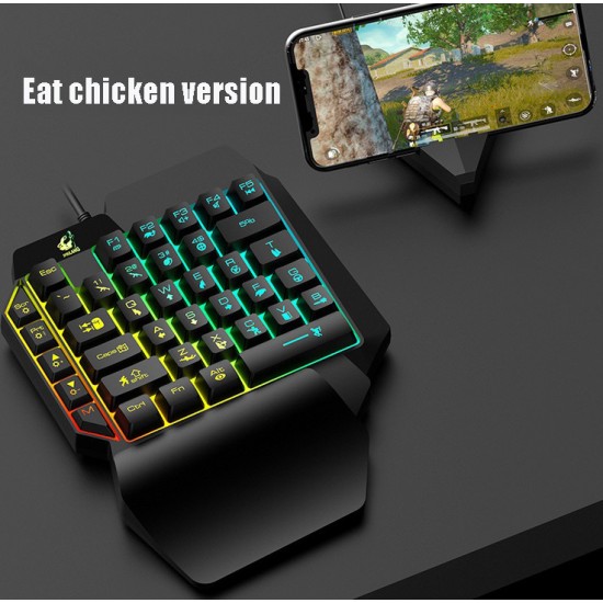 One-Handed Keyboard Left-Hand Gaming Keyboard 39-Key Full Key USB Interface Support for Backlight  Eat chicken key hat version