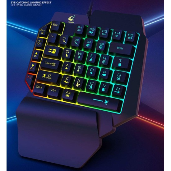 One-Handed Keyboard Left-Hand Gaming Keyboard 39-Key Full Key USB Interface Support for Backlight  Eat chicken key hat version