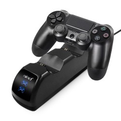 PS4 Dual Charger Dock Stand Station With LED Indicator Locomotive Charging Game Pad black