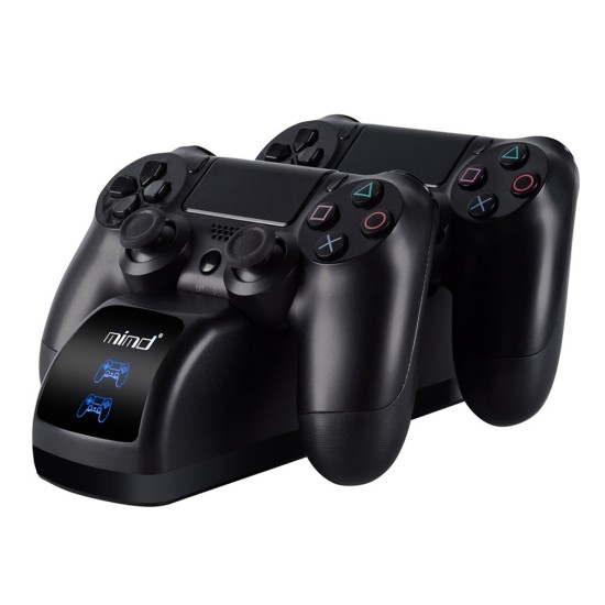 PS4 Dual Charger Dock Stand Station With LED Indicator Locomotive Charging Game Pad black