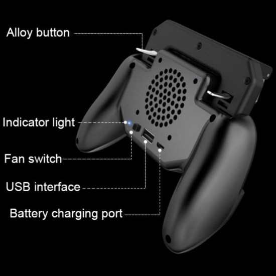 PUBG Mobile Phone Game Controller Joystick Cooling Fan Gamepad for Android IOS  black