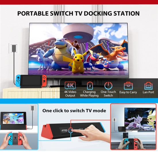 Portable TV Dock Station for Nintendo Switch switch Oled Black Blue