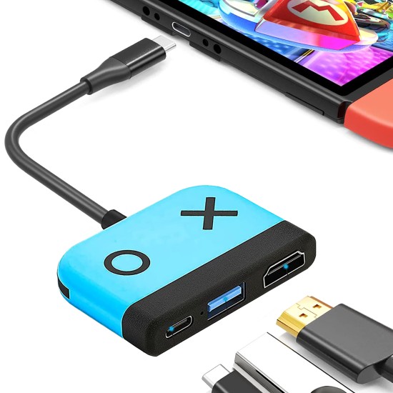 Portable Tv Dock Charging Docking Station Charger 4k Hdmi-compatible Tv Adapter Usb 3.0 100w Blue