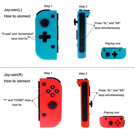 Pro Wireless Gamepad Controller Left Right Independent Vibration Screen Capture Somatosensory Handle Controller Compatible For Switch blue and red pair