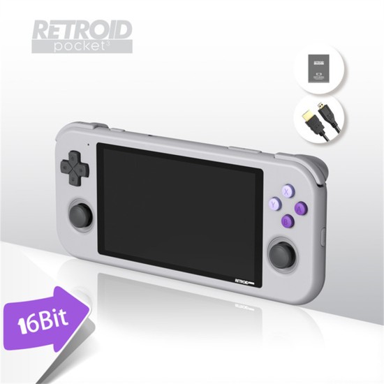 Retroid Pocket 3 Android Handheld Game Console Psp/ps2 Arcade Retro Rp3 Game Player 2g+32g Gray Purple