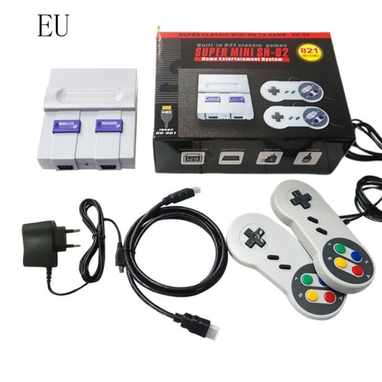 SNES HD TV Video Game Console Built-in 821 Games Dual Handheld Retro Wired Controller US plug