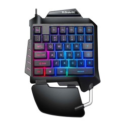 Single-handed  Keyboard Ergonomic Robotic Led Backlit Wired Gaming Keyboard Black