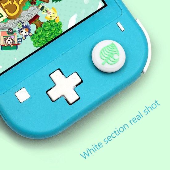 Switch Animal Crossing Thum Grip Cap Silicone Rocker Cap for Nintendo Switch Accessories White + green