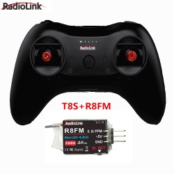 T8S 8CH RC Radiolink Remote Controller Transmitter 2.4G with R8EF or R8FM Receiver Handle Stick for FPV Quad Drone Airplane Car T8S+R8FM left-hand throttle