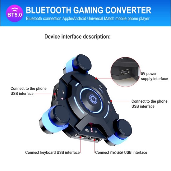 USB Gamepad Controller Converter Keyboard And Mouse Adapter black