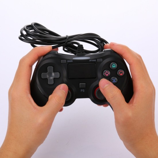 USB Wired Gamepad Universal for Sony Playstation Game for PS4/PS4 Slim/PS4 Pro/PS3 Console with About 1.9m Cable black