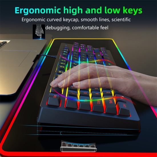 Wireb Control Gaming Keyboard Y200 RGB Colorful Backlight 87-key Usb Keyboard Black