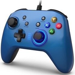 Wired Gaming Controller Dual-vibration Gamepad Pc Game Controller Joystick Compatible for Windows Vista TV Box Blue