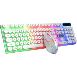 Wired Keyboard Mouse Set Colorful Backlight Mechanical 108 Keys Keyboard 3D Rollers Mouse White