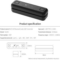 Wireless Bluetooth Adapter Audio USB Transmitter w/APTX Low Latency For Nintendo Switch / Switch Lite black