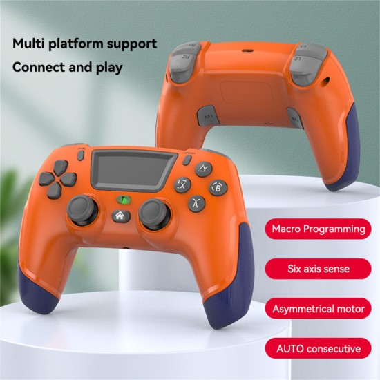 Wireless Bluetooth Controller Game Handle Compatible for Ps4 IOS  Android Switch Computer TV Orange