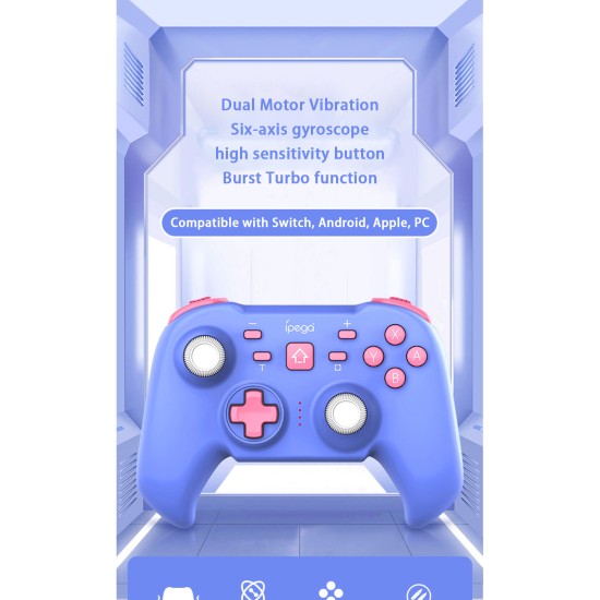 Wireless Bluetooth Gamepad Game Controller Handle Blue Pink