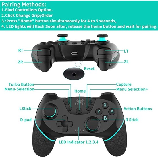 Wireless-Bluetooth Gamepad Game Joystick Controller with 6-Axis Handle