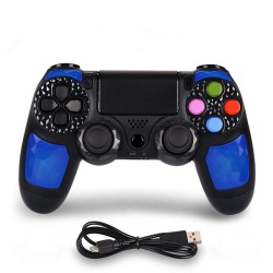 Wireless Bluetooth Gamepad Host Controller Vibration Touch for IOS Phone PS4 blue