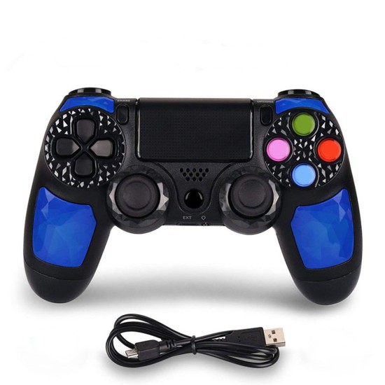 Wireless Bluetooth Gamepad Host Controller Vibration Touch for IOS Phone PS4 blue