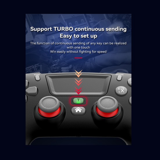 Wireless Bluetooth Gamepad Vibration 6-axis Console Controller Joystick Compatible for Ps4 Black