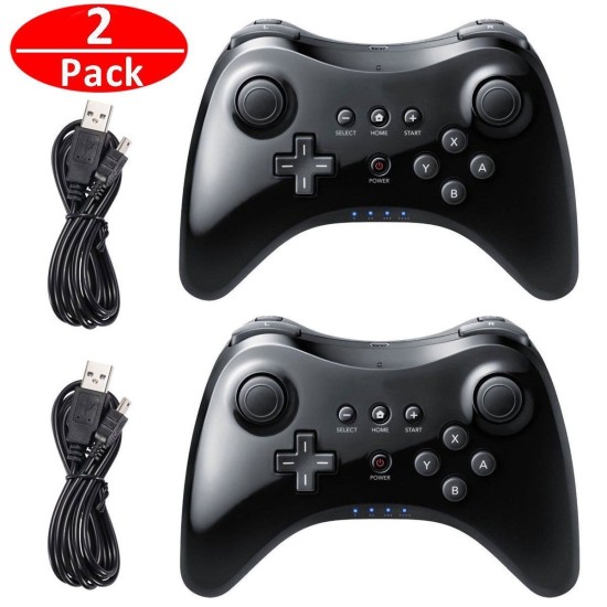 Wireless Classic Pro Controller Joystick Gamepad for Nintend wii U Pro with USB Cable black