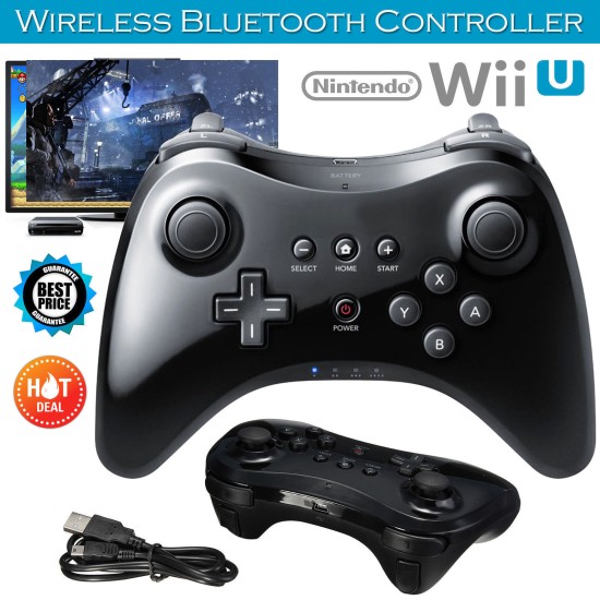 Wireless Classic Pro Controller Joystick Gamepad for Nintend wii U Pro with USB Cable black